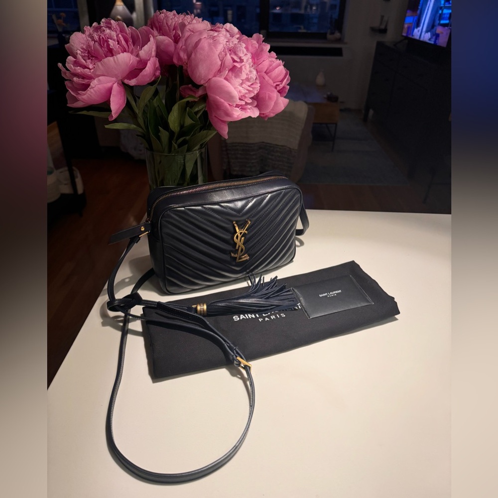 Saint Laurent YSL Marine Blue Lou Matelassé Camera Bag *AUTHENTIC*